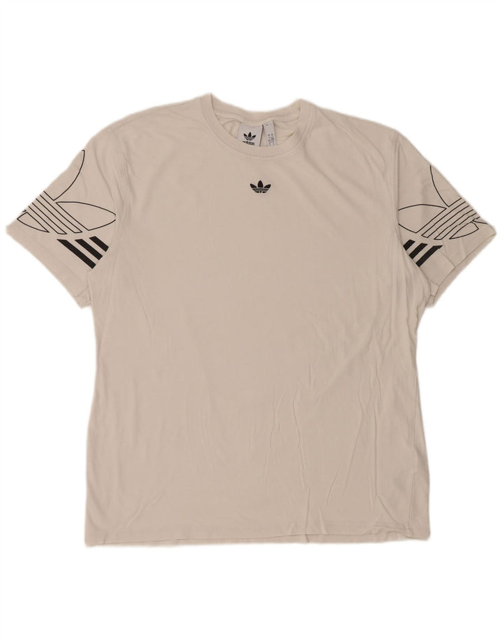 Tricou grafic Adidas pentru bărbați Top mare din bumbac alb