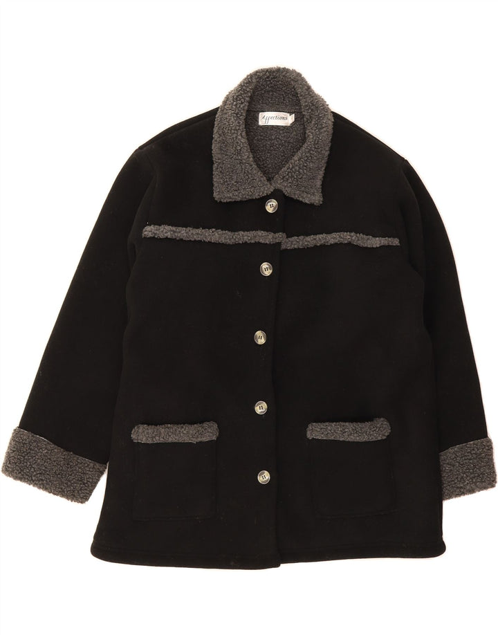 VINTAGE Womens Overcoat UK 16 Large Black Polyester Vintage Vintage and Second-Hand Vintage from Messina Hembry 