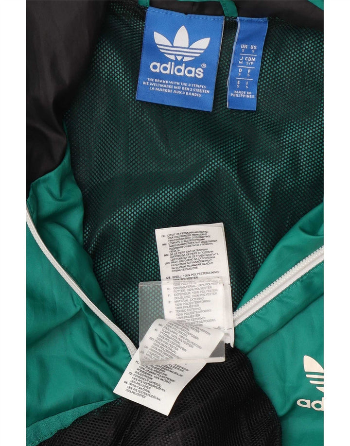 Jachetă de ploaie cu glugă pentru bărbați Adidas UK 36, verde, poliester color bloc