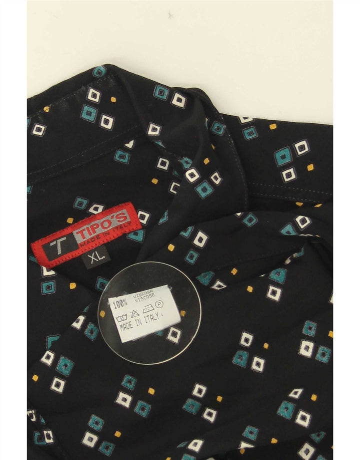 Cămașă cu mânecă scurtă pentru bărbați Tipo' S, XL, viscoză geometrică neagră