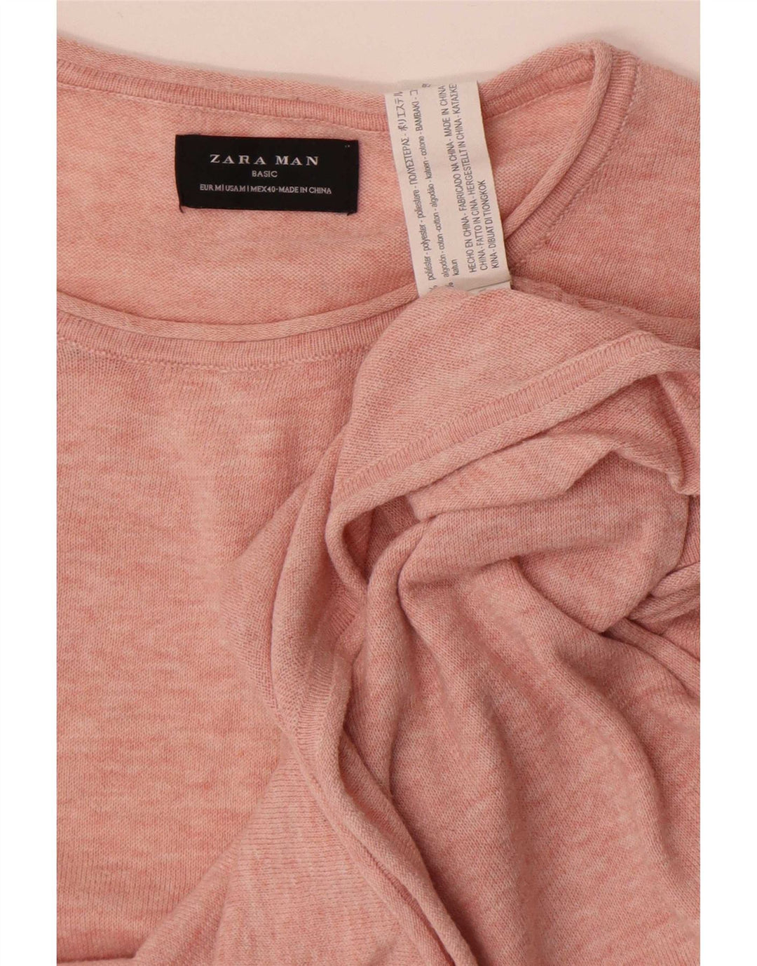 Tricou pentru bărbați Zara Top Mediu Roz Poliester cu pete