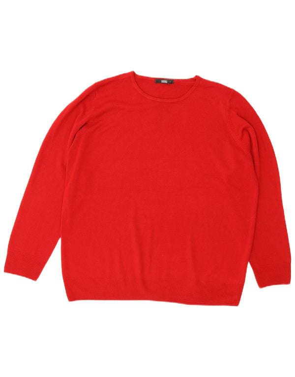 Marks & Spencer Womens Crew Neck Jumper Sweater UK 20 2XL Red Acrylic
