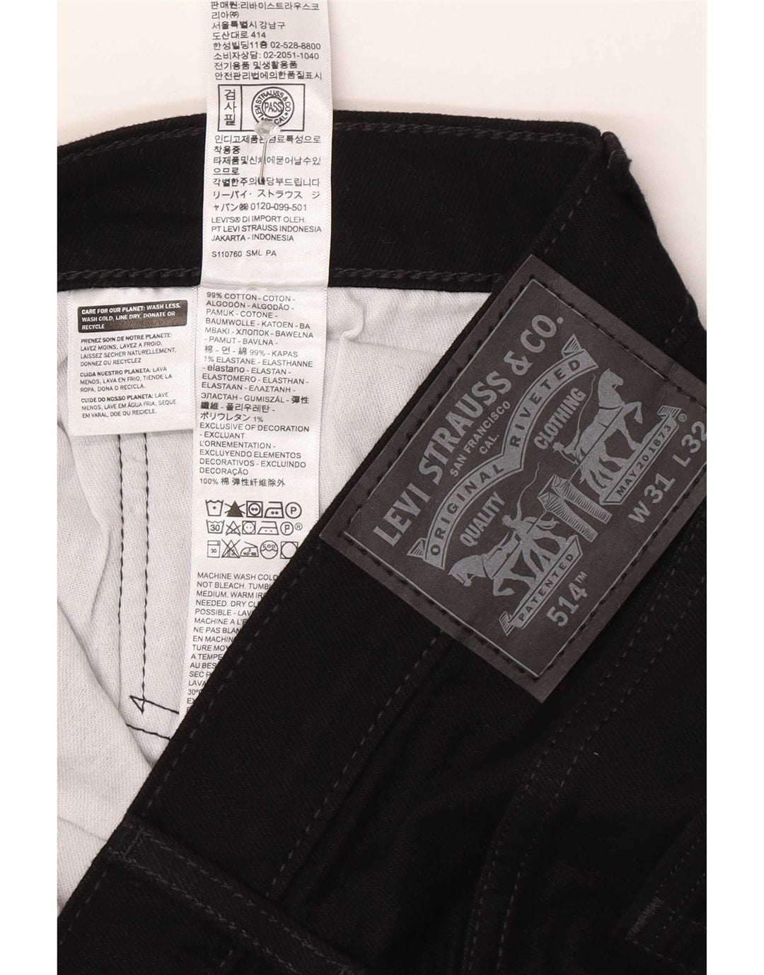 Blugi drepti pentru bărbați Levi's 514 W31 L32 bumbac negru