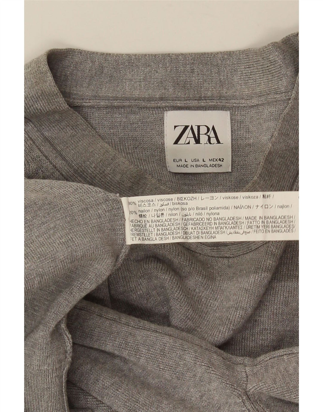 Pulover ZARA pentru bărbați cu gât roșu, mare, gri, viscoză