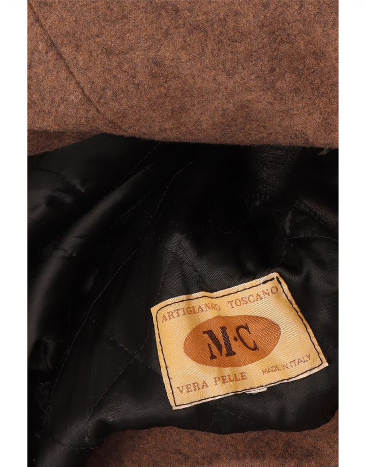 Palton de piele vintage pentru femei, cu ajustare largă, UK 14, piele medie neagră