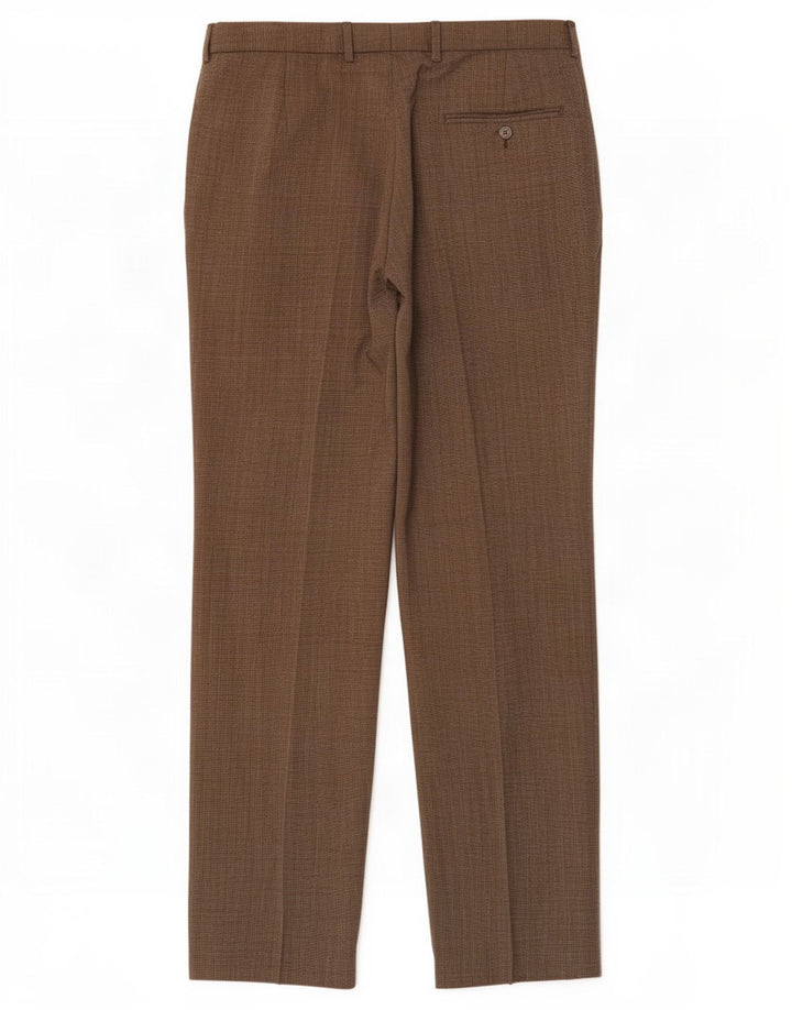 Pantaloni de costum pentru bărbați Marks & Spencer, cu tăiere obișnuită, L34 L33, maro, carouri