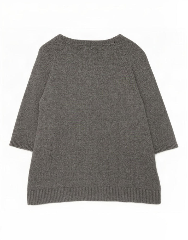 Pulover pentru femei Massimo Dutti cu mâneci 3/4 cu decolteu în V, UK 14, gri mediu