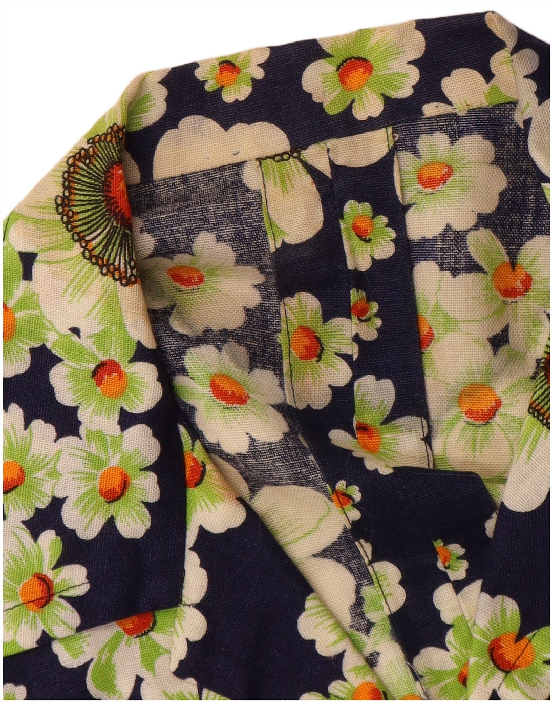 VINTAGE Rochie cămașă cu mâneci scurte pentru femei UK 12 Medium Bleumarin Floral