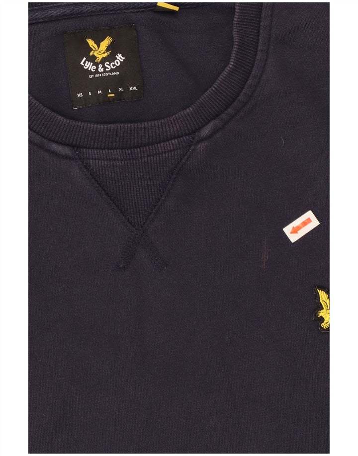 Hanorac pentru bărbați Lyle & Scott Pulover mare din bumbac bleumarin