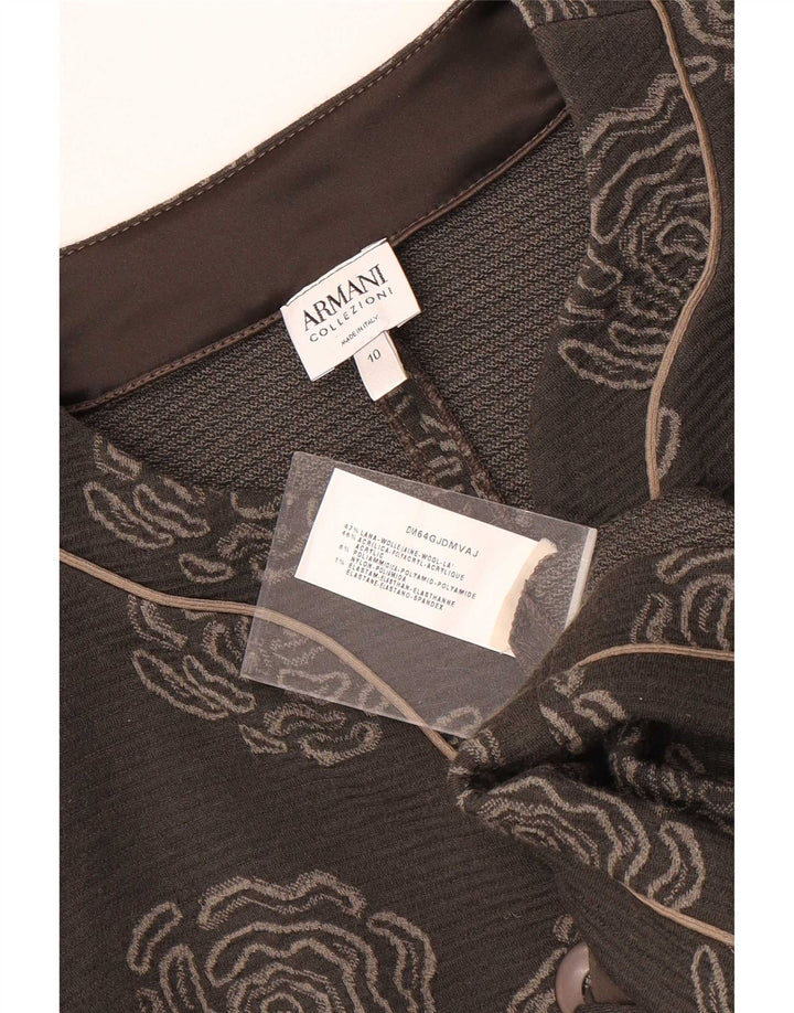 Blazer pentru femei Armani Collezioni, cu 5 nasturi, UK 10, mic, gri, floral