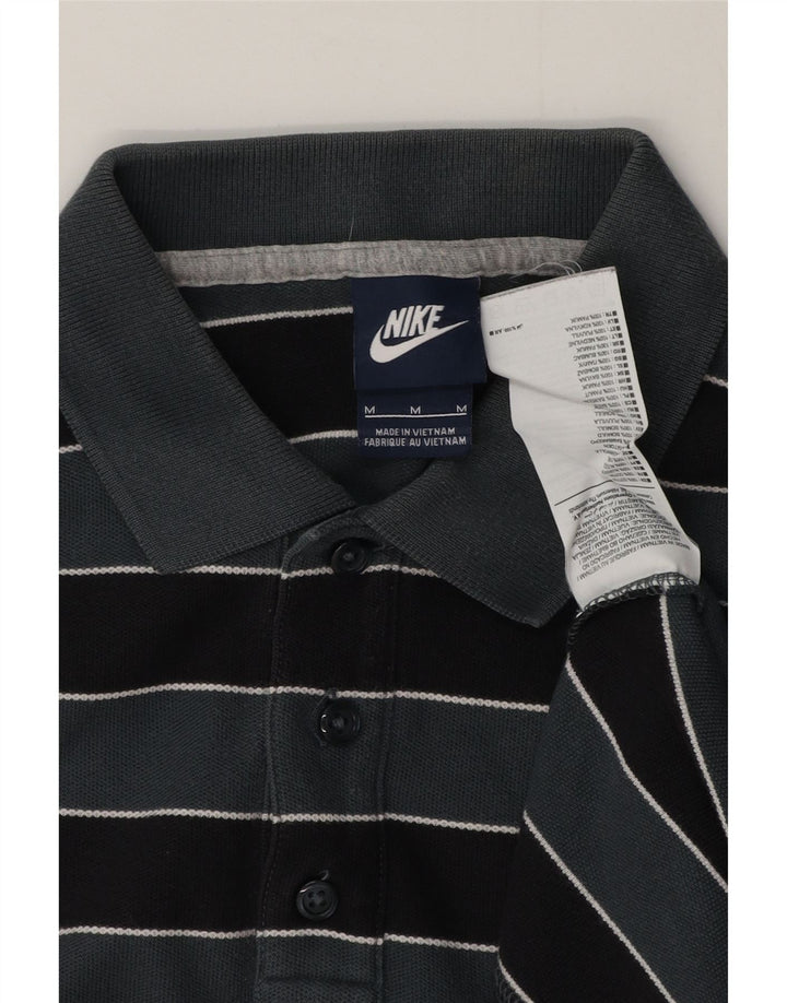 Tricou polo Nike pentru bărbați, bumbac cu dungi gri mediu