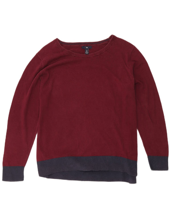 Pulover pentru femei Gap, cu gât de barcă, UK 18 XL, burgundă, bumbac color bloc