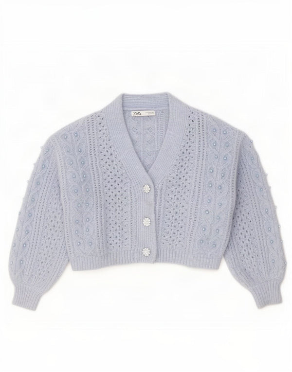Pulover cardigan supradimensionat pentru femei Zara UK 10 Mic albastru cu pete