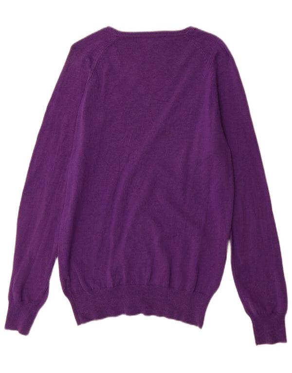 Zara Womens Cardigan Sweater UK 18 XL Purple Cotton
