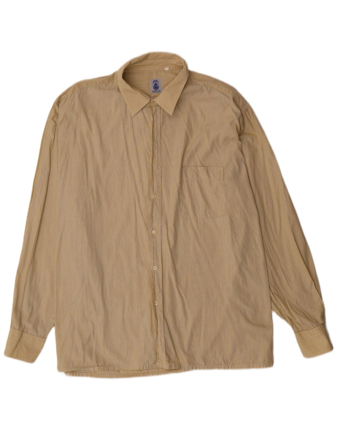 VINTAGE Mens Shirt Size 45 XL Beige Pinstripe