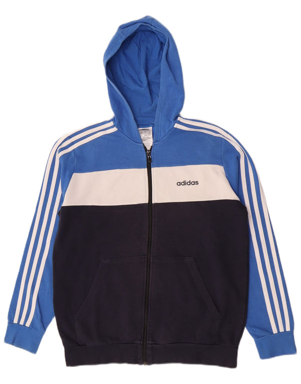 Pulover Adidas pentru băieți Graphic Zip Hoodie 13-14 ani, albastru, bumbac color bloc