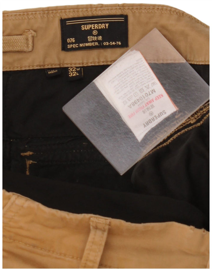 SUPERDRY Pantaloni drepti cargo pentru bărbați W32 L32 bumbac bej