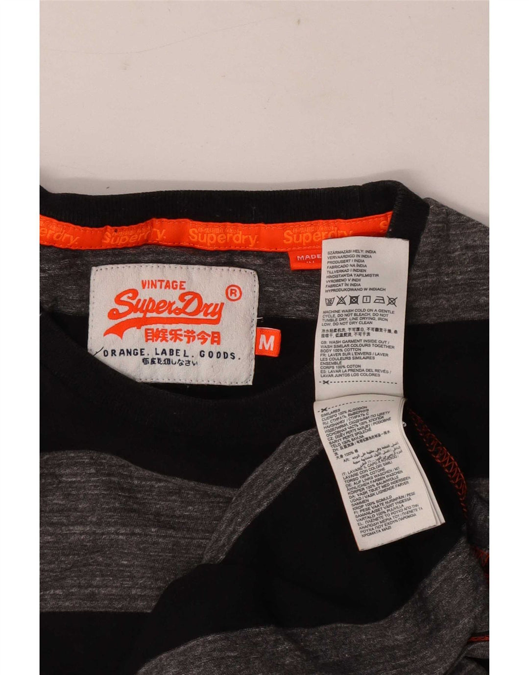 Tricou pentru bărbați Superdry Top din bumbac cu dungi gri mediu