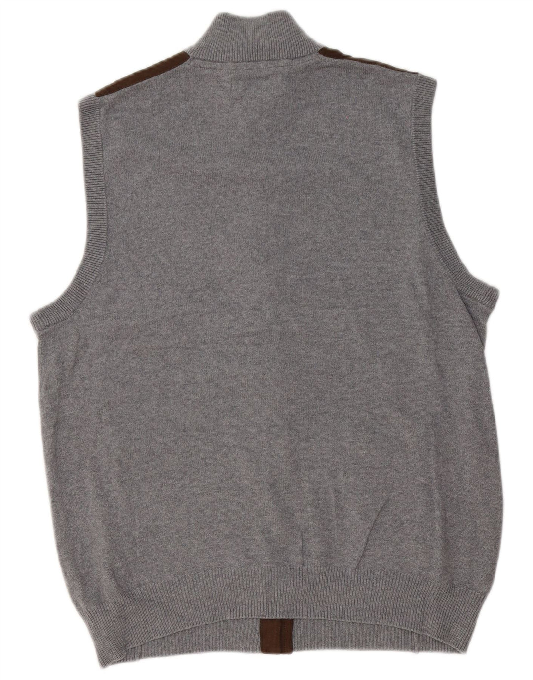 Pulover cardigan fără mâneci pentru bărbați Chaps, bumbac color bloc, gri mediu
