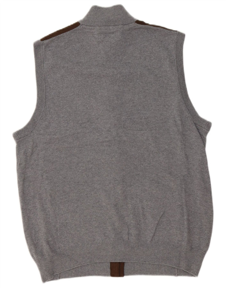 Pulover cardigan fără mâneci pentru bărbați Chaps, bumbac color bloc, gri mediu