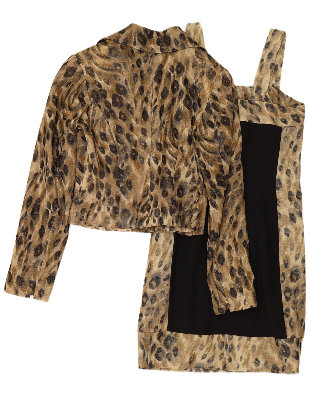 Vanity Womens 3 Button 2 Piece Set IT 42 Medium Black Animal Print Lână
