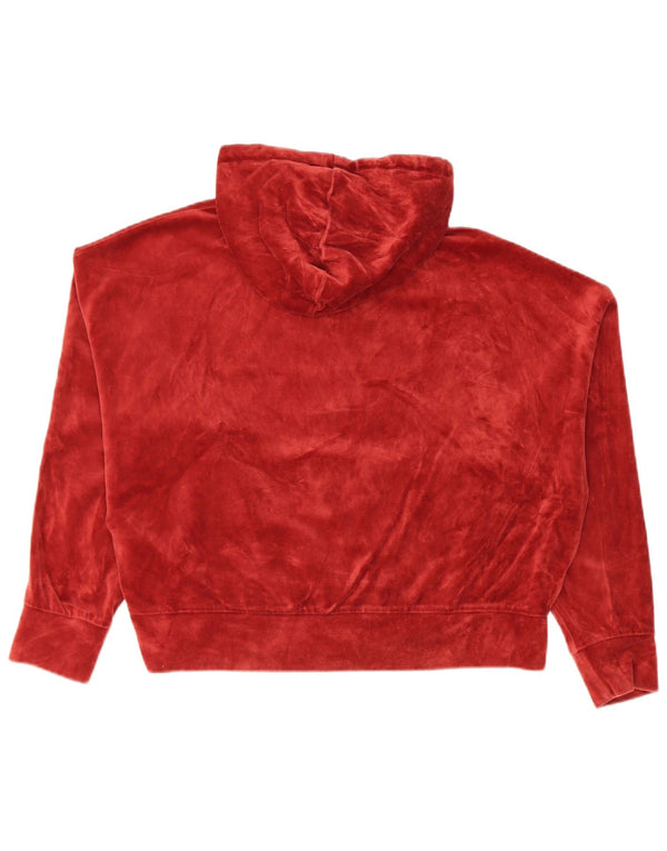 Jumper Puma Crop Oversized Velour Hoodie UK 14 Bumbac Roșu Mediu
