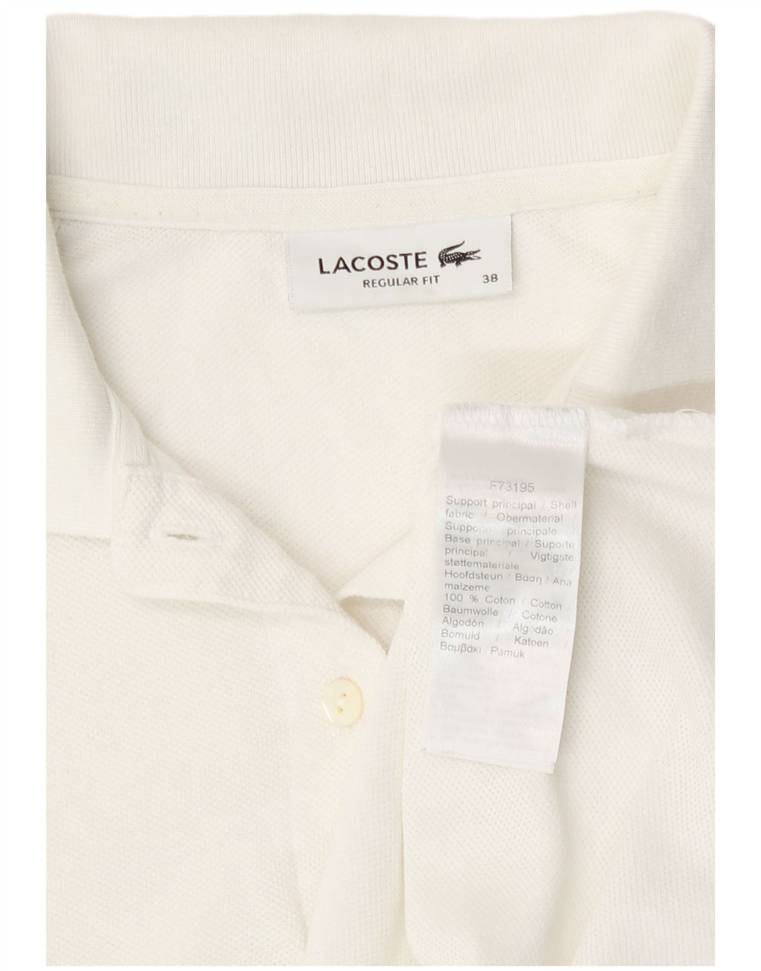 Tricou polo Lacoste pentru femei, cu formă regulată, mărimea 38, bumbac alb mediu