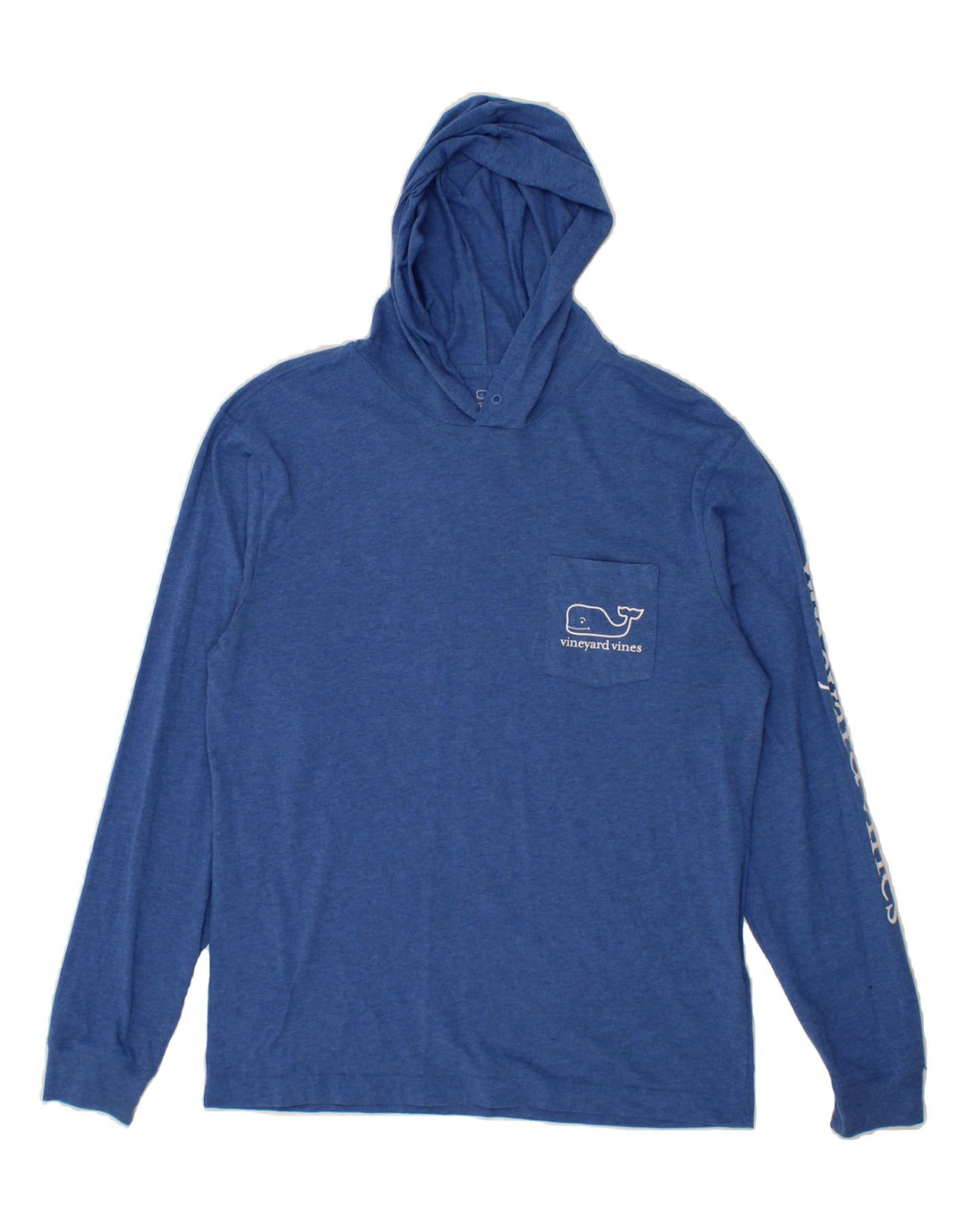 VINEYARD VINES Mens Hooded Graphic Top Long Sleeve Small Blue Polyester Vintage Vineyard Vines and Second-Hand Vineyard Vines from Messina Hembry 