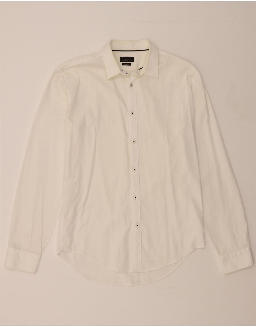 ZARA Mens Slim Fit Shirt Small White Cotton Vintage Zara and Second-Hand Zara from Messina Hembry 