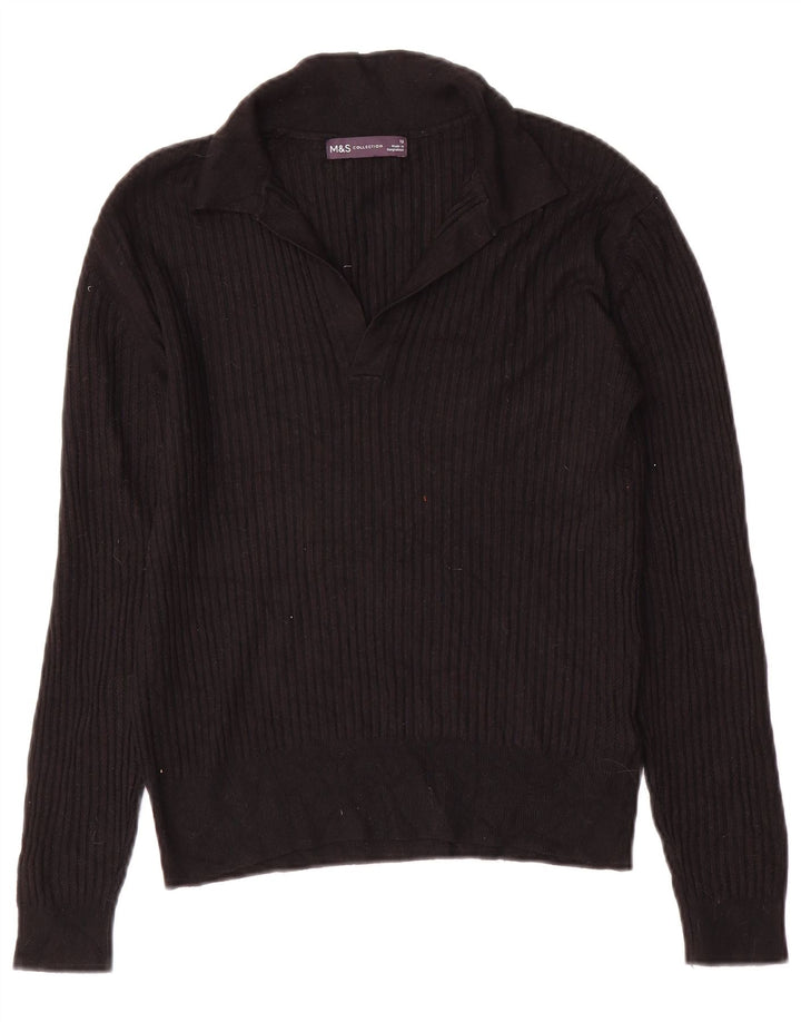 Marks & Spencer Pulover cu gât polo pentru femei UK 12 Medium Black Viscose