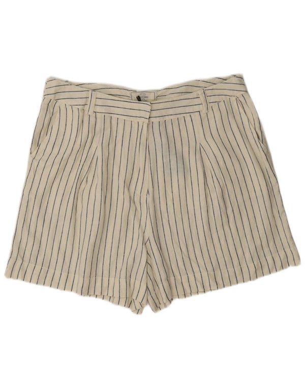 Pantaloni scurți chino cu talie înaltă pentru femei Fat Face UK 16 Large W34 Off White Striped