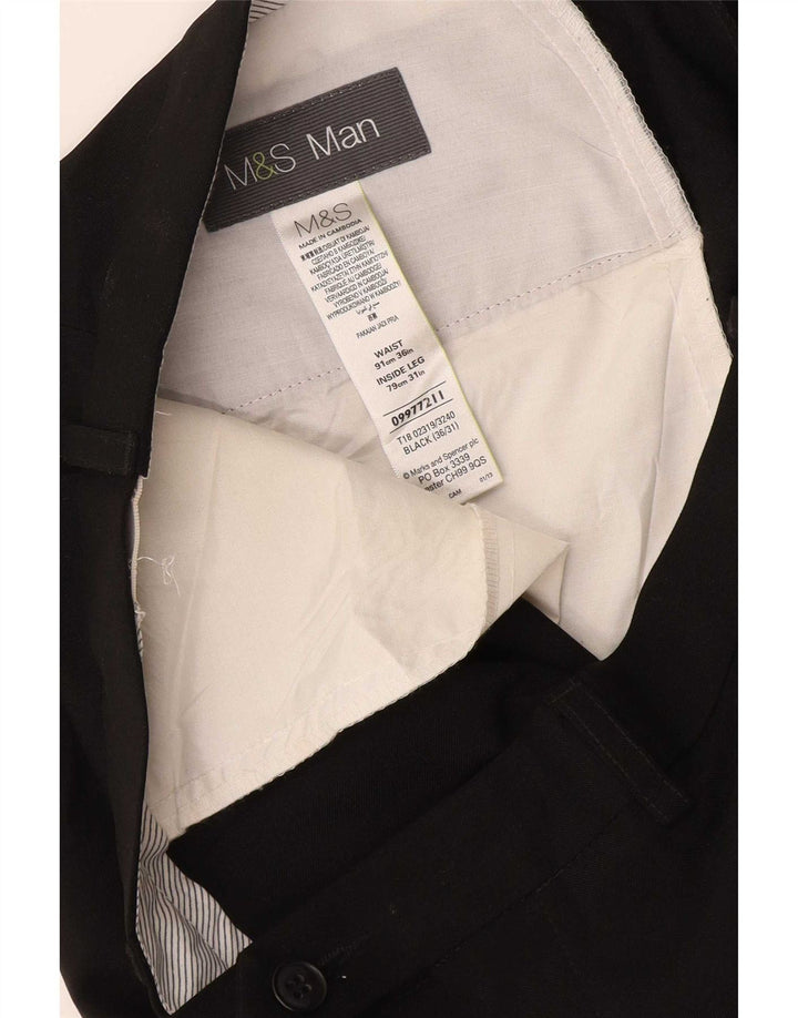 Marks & Spencer Pantaloni drepți pentru bărbați L36 L31 Poliester negru