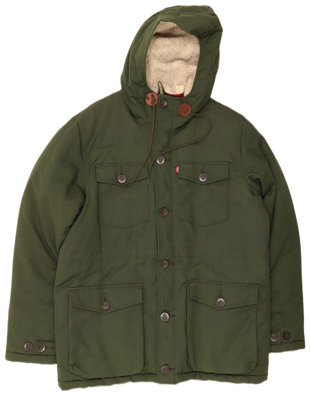 Jachetă căptușită cu glugă Levi's pentru bărbați UK 40, mare, verde, bumbac