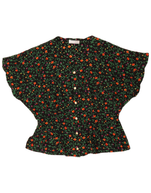 ALBA FORNARI Bluză pentru femei Liliac Bluză UK 16 Large Black Floral