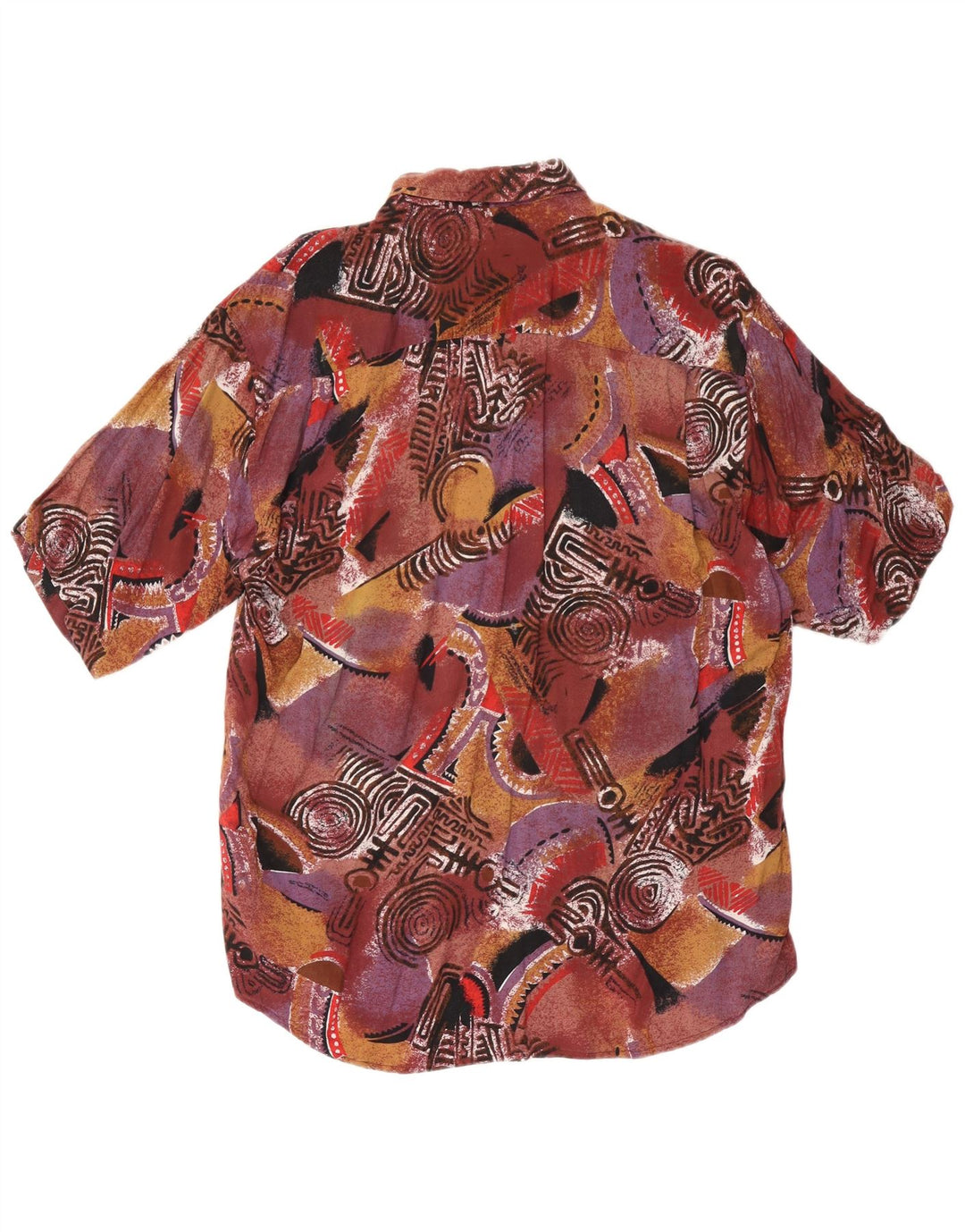 Cămașă Vintage pentru bărbați cu mânecă scurtă mare maro geometrică