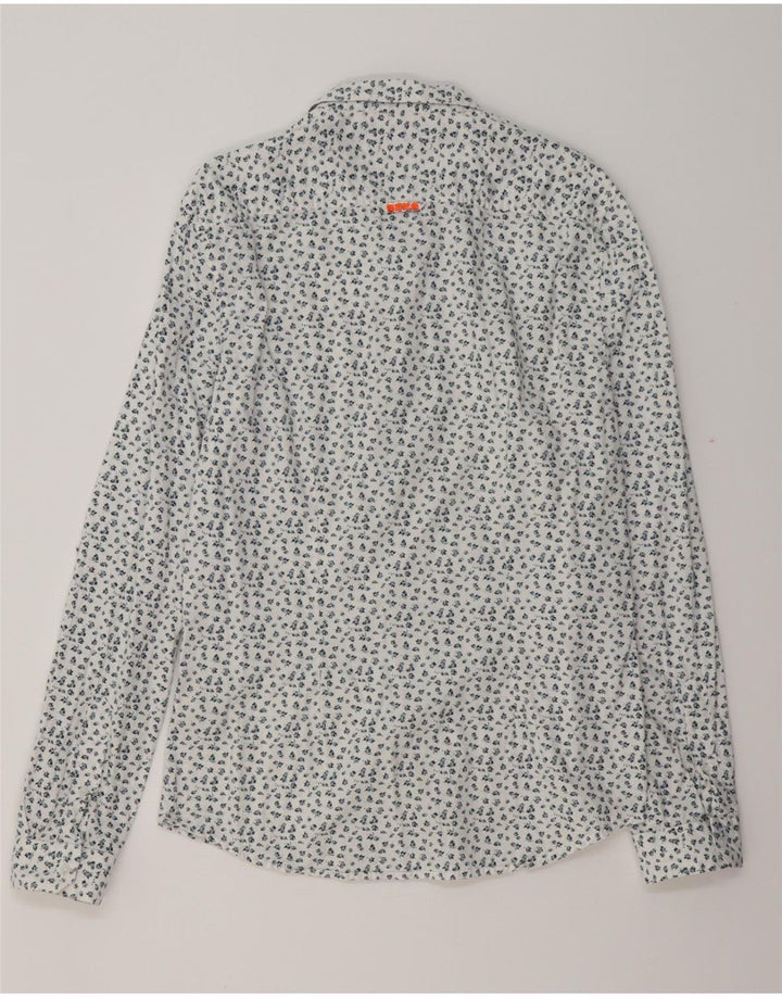 Cămașă pentru bărbați SUPERDRY Slim Fit, mare, alb, cu flori din bumbac