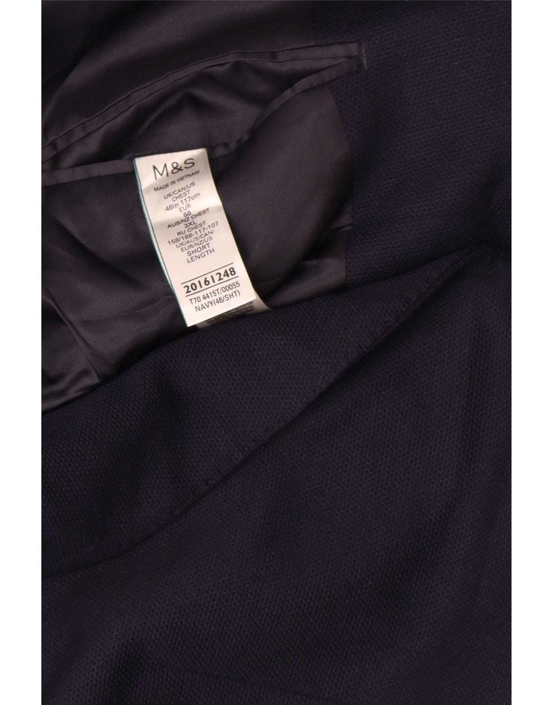 Jachetă pentru bărbați Marks & Spencer, scurtă, cu 2 nasturi, UK 46 3XL Bleumarin
