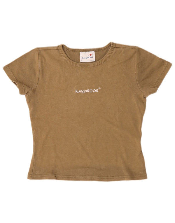 Tricou cu grafic crop KANGAROOS pentru femei Top UK 8 mic bumbac bej
