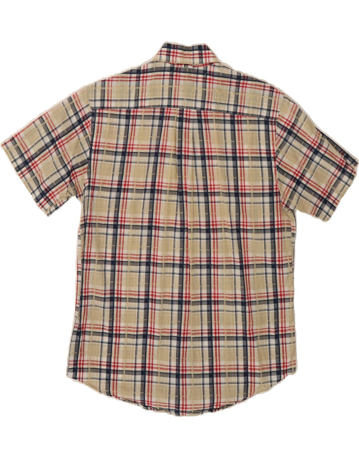 TOMMY HILFIGER Mens Short Sleeve Shirt Small Beige Check Vintage Tommy Hilfiger and Second-Hand Tommy Hilfiger from Messina Hembry 