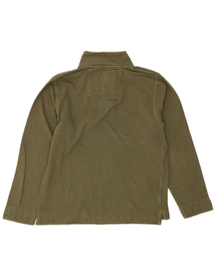 Crew Clothing Hanorac pentru bărbați cu fermoar și gât Jumper Bumbac mediu kaki
