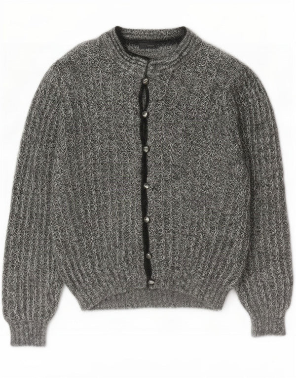 Pulover cardigan vintage pentru femei UK 16 mare, gri cu pete
