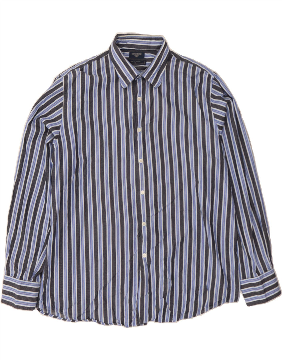 DOCKERS Mens Shirt XL Blue Striped Cotton Vintage Dockers and Second-Hand Dockers from Messina Hembry 