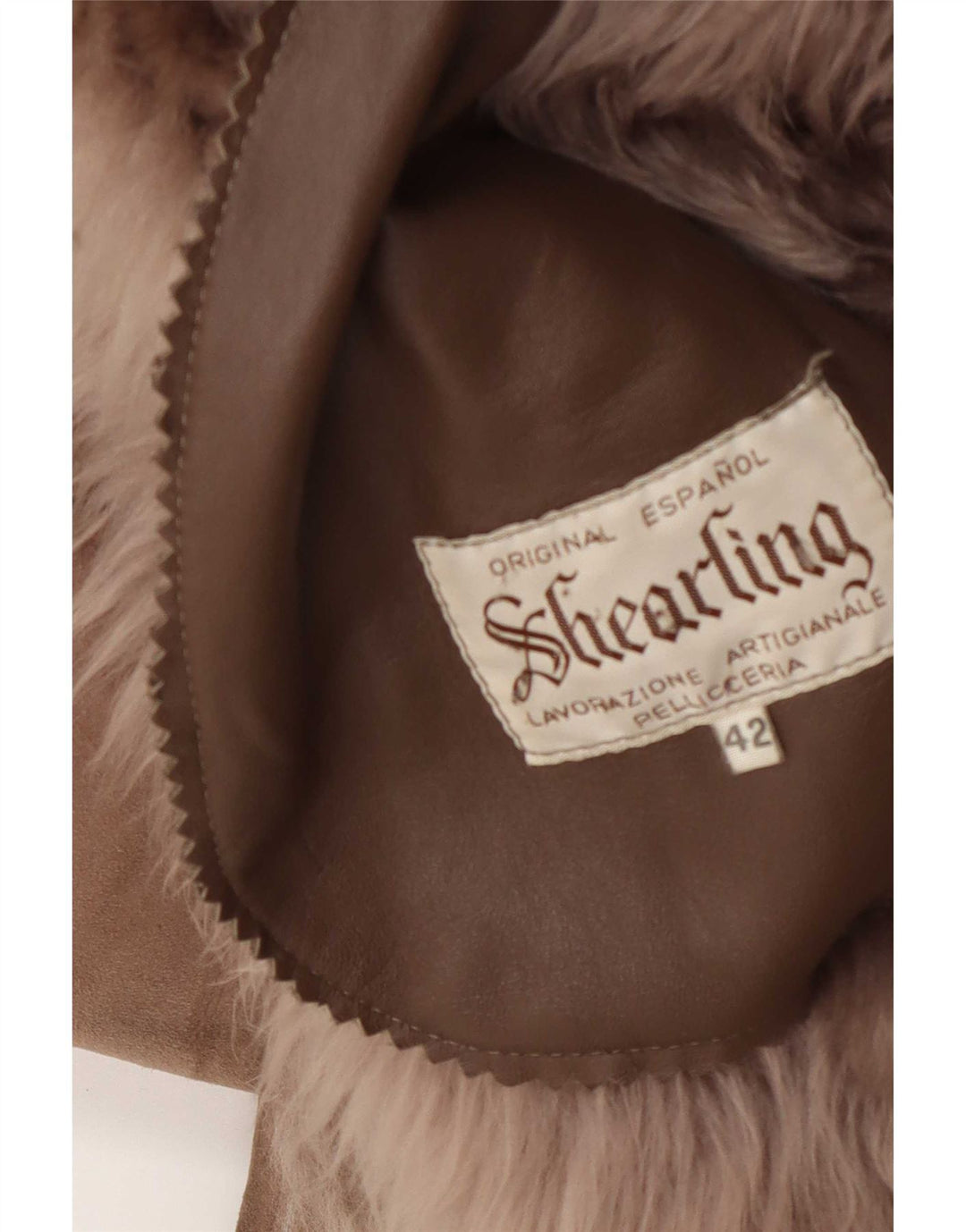 Palton vintage pentru femei din shearling IT 42 maro mediu