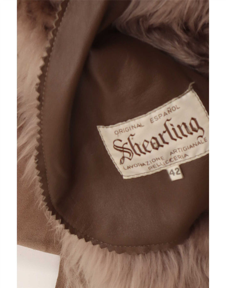 Palton vintage pentru femei din shearling IT 42 maro mediu