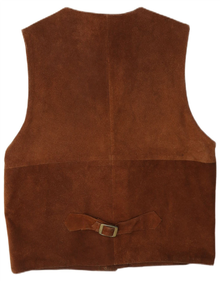 Vestă vintage pentru bărbați din piele intoarsa UK 40 din piele maro medie