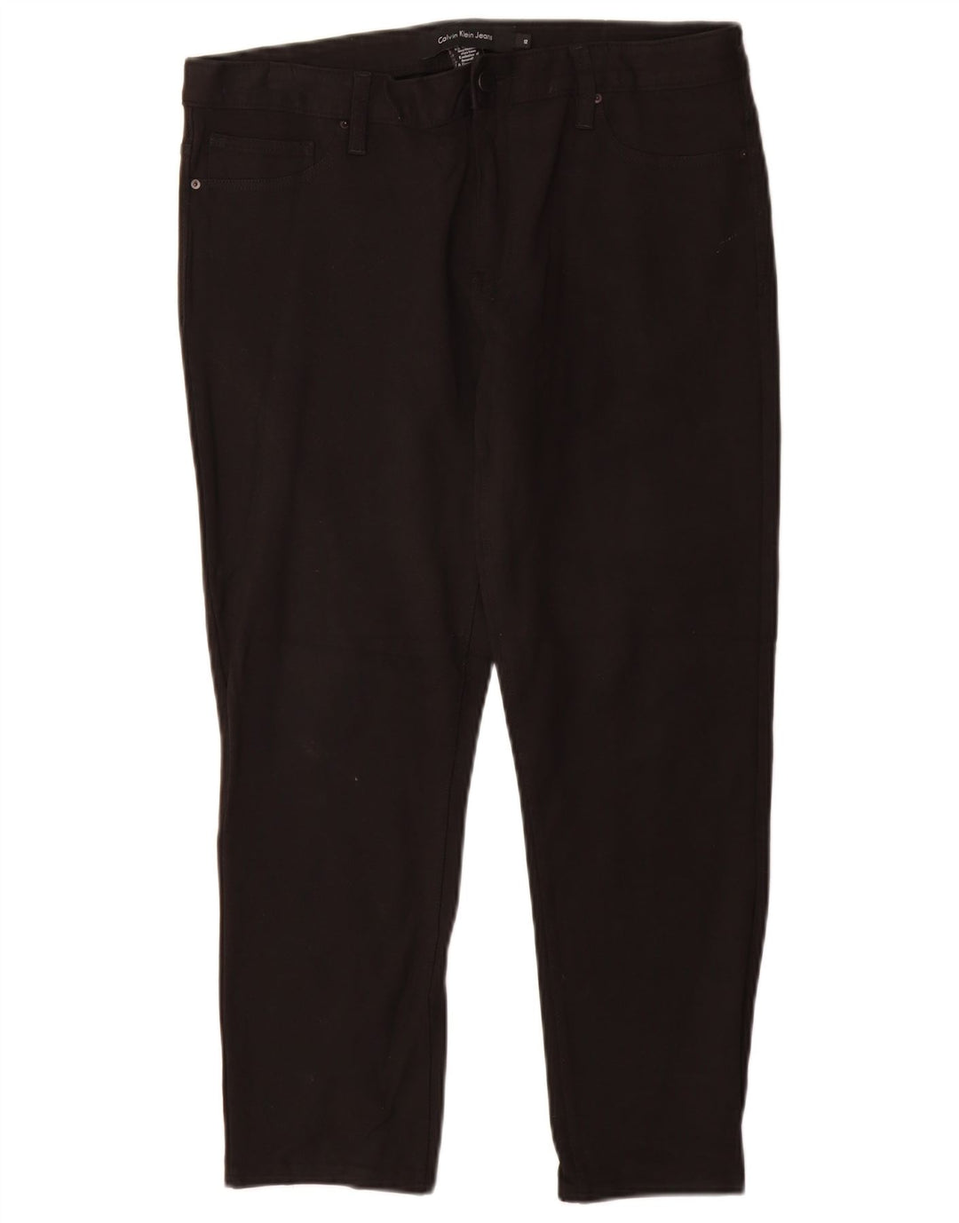 CALVIN KLEIN Pantaloni casual subțiri pentru femei US 12 Large W30 L26 Negru viscoză