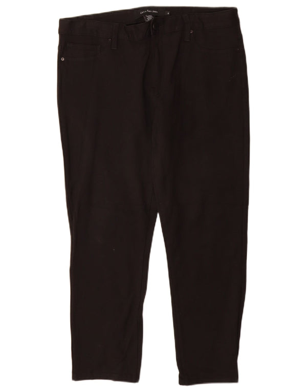 CALVIN KLEIN Pantaloni casual subțiri pentru femei US 12 Large W30 L26 Negru viscoză
