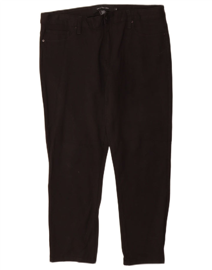 CALVIN KLEIN Pantaloni casual subțiri pentru femei US 12 Large W30 L26 Negru viscoză