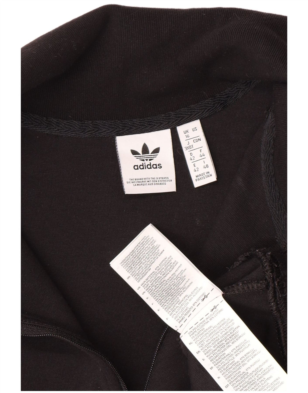 Pulover pentru femei ADIDAS, cu fermoar supradimensionat, cu gât, UK 16, mare, negru