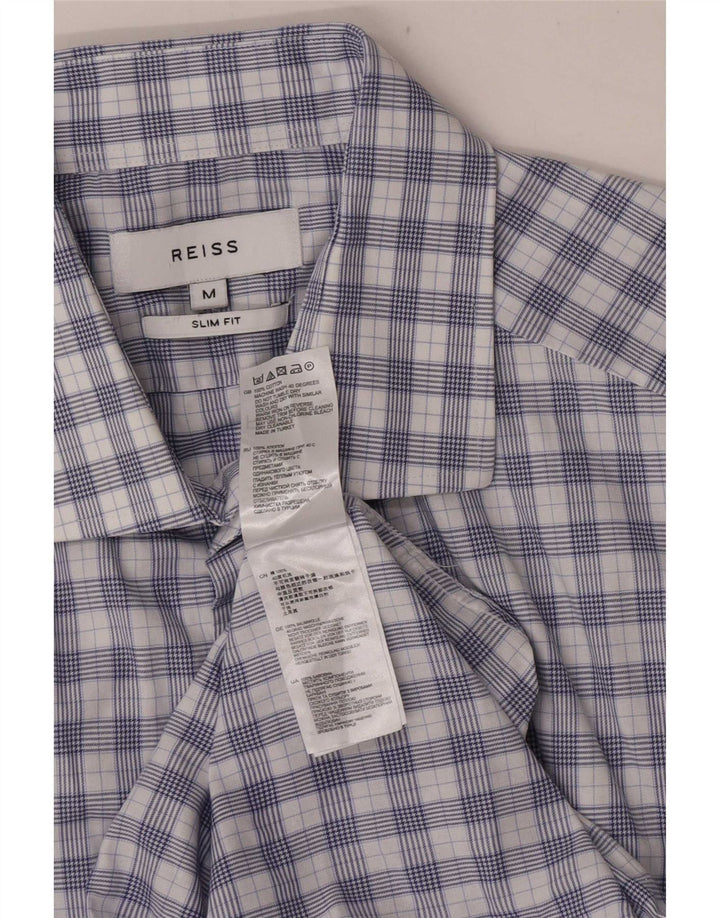 Cămașă pentru bărbați Reiss Slim Fit, bumbac cu carouri albastru mediu